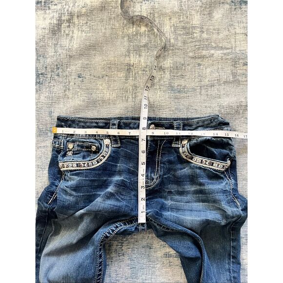 Miss Me Beaded Embroidered Rhinestone Mid Rise Boot Cut Jeans 30" - Picture 5 of 6